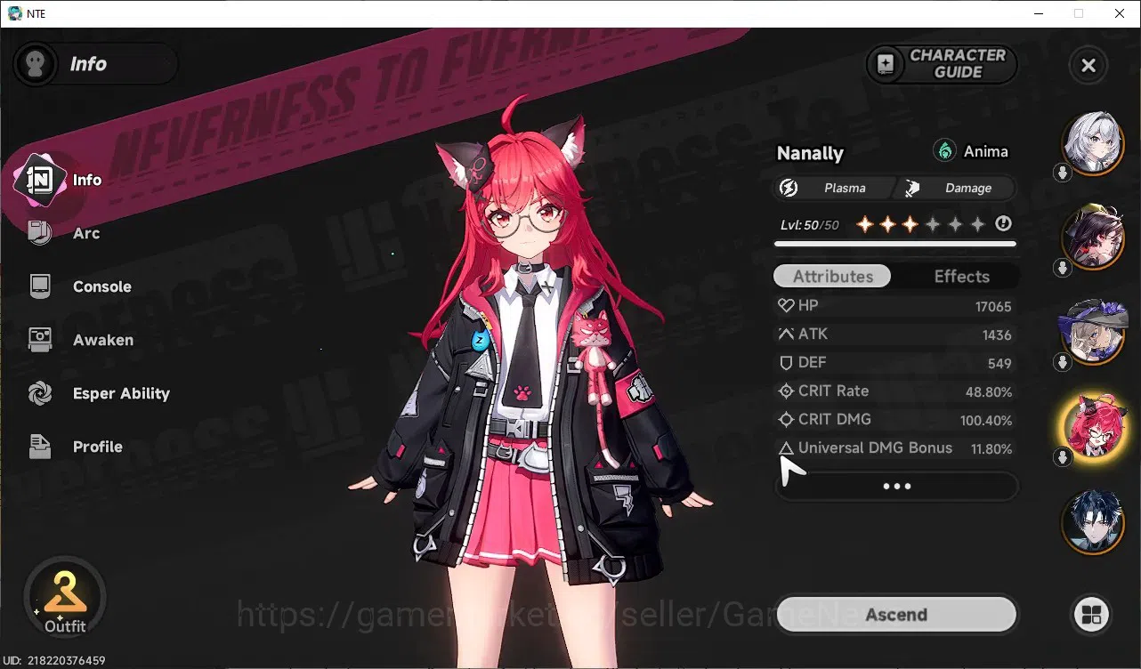 Neverness to Everness Accounts Global SEA|HL40|TL28|8 SSR([Chaos+Livery,Shinku]+Sign,Hotori,Nanally),DaffodilA1+Sign,etc|3 8