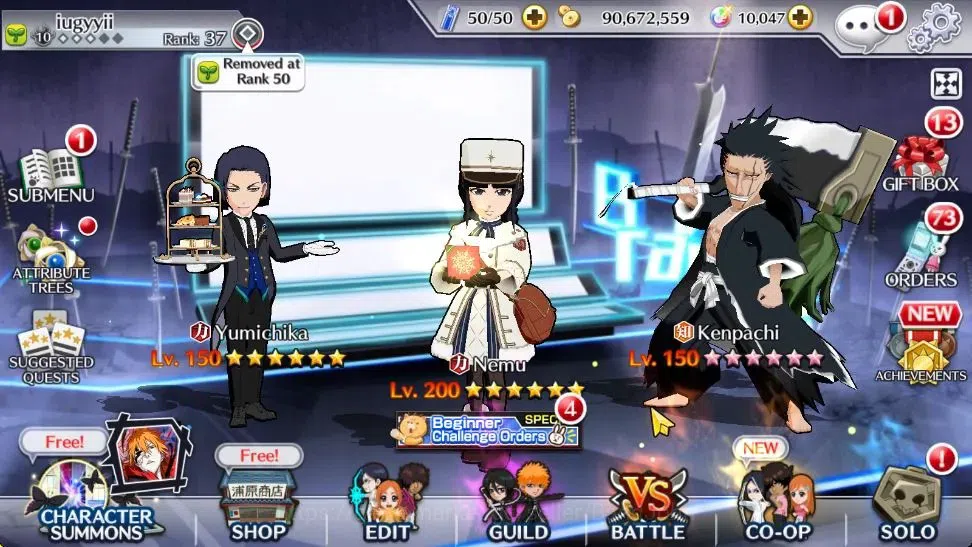 Bleach: Brave Souls Accounts Starter Global|96K BP+10k Orb|FreshStory|Nemu Xmas24|Yumichika TMV|Ichigo 7th|Kenpachi 1