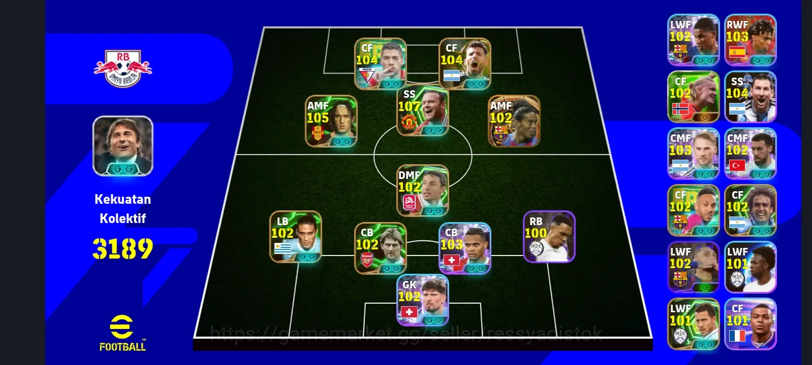 eFootball Accounts Legends & Iconic Players EFOOTBALL COLECTIVE 3189+ | BIGTIME RONALDINHO,W ROONEY,L SUAREZ,M VAN BOOMEL,M 1