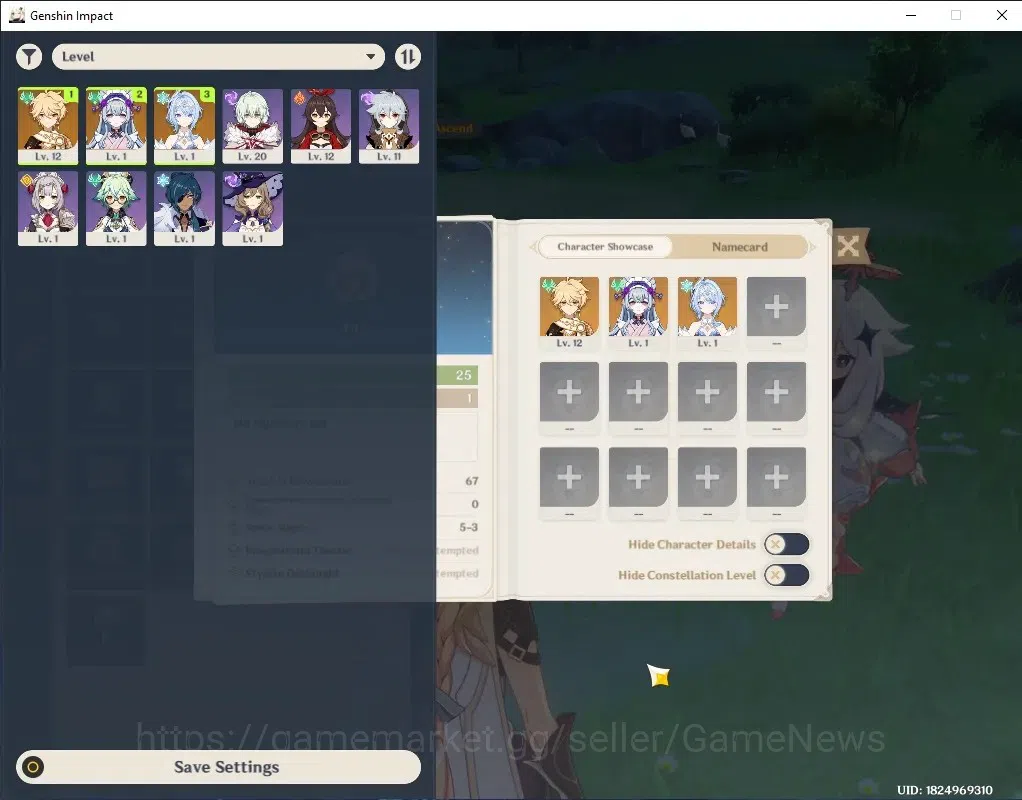 Genshin Impact Accounts Starter Asia|AR 25|1 Limited (Odette) + 1 Standard (Mizuki) StellarSwirl |Low AQ & Map |All 1