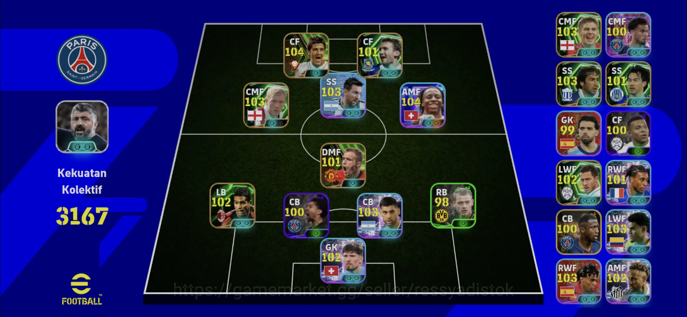 eFootball Accounts Legends & Iconic Players EFOOTBALL | M OLISE BEW CARD,ANDRY SEVCHENKO,D VILLA,D FLETCHER,P 1