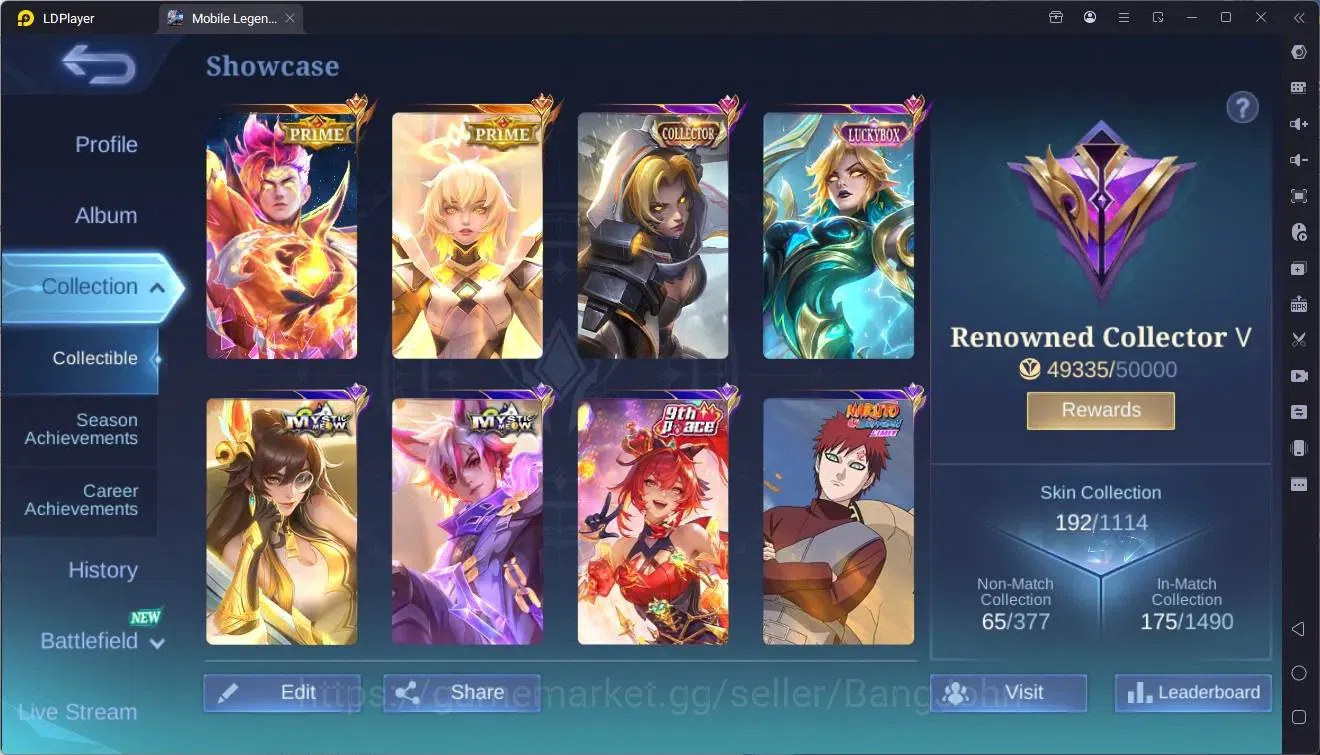 Mobile Legends: Bang Bang Accounts Global|Hero 116|Skin 192|Renowned|Prime Claude,Bea image 2