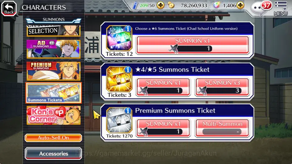 Bleach: Brave Souls Accounts High-End [Global] BP 281K + 1K Orbs|2 MT [Ichigo 9th,Ulquiorra Future],Gin Parasol,Toshiro 14