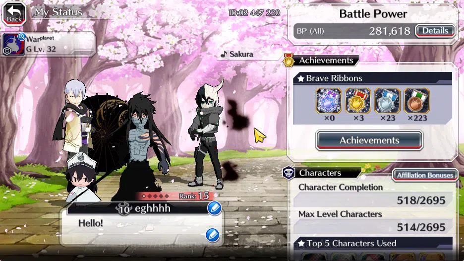 Bleach: Brave Souls Accounts High-End [Global] BP 281K + 1K Orbs|2 MT [Ichigo 9th,Ulquiorra Future],Gin Parasol,Toshiro 2