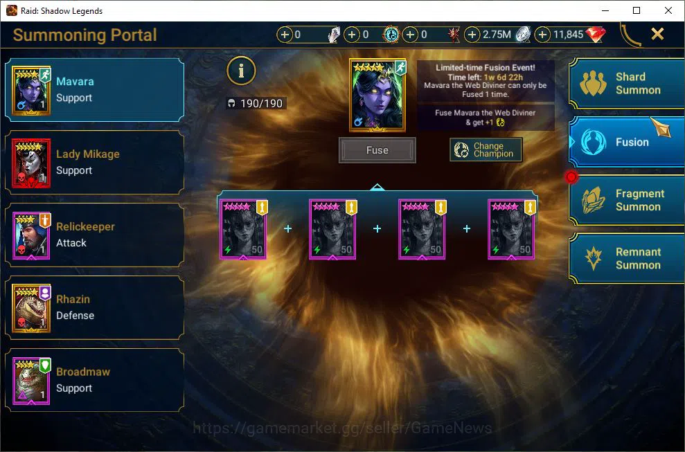 Raid: Shadow Legends Accounts Starter Lv16 601K Power|1 Mythic(Alaz)|21 Legendary(Wukong,Nekhret,Niamhe,S 17
