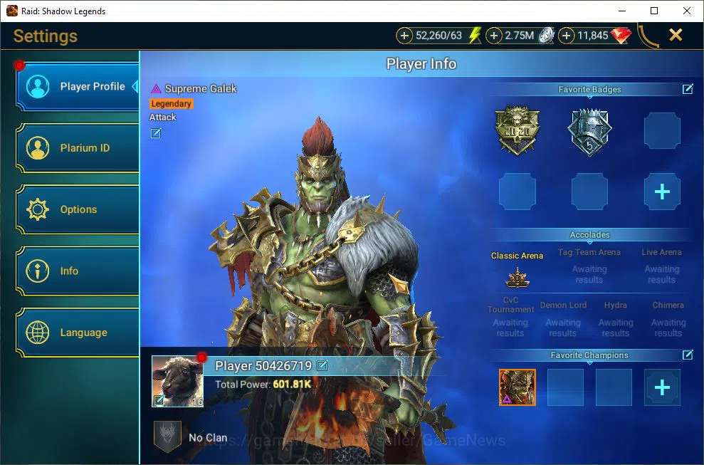 Raid: Shadow Legends Accounts Starter Lv16 601K Power|1 Mythic(Alaz)|21 Legendary(Wukong,Nekhret,Niamhe,S 2