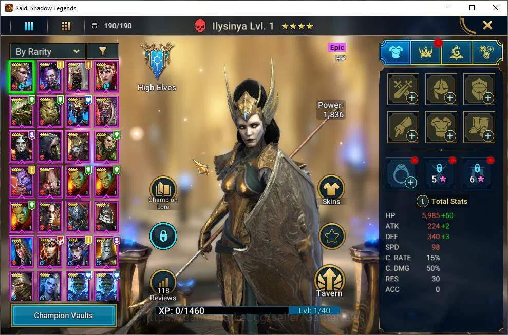 Raid: Shadow Legends Accounts Starter Lv16 601K Power|1 Mythic(Alaz)|21 Legendary(Wukong,Nekhret,Niamhe,S 4