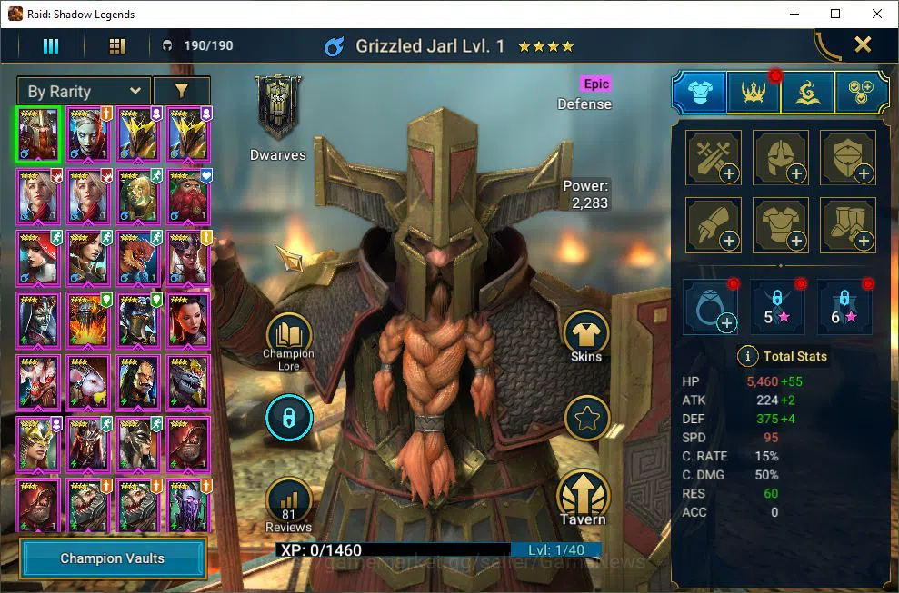 Raid: Shadow Legends Accounts Starter Lv16 601K Power|1 Mythic(Alaz)|21 Legendary(Wukong,Nekhret,Niamhe,S 5
