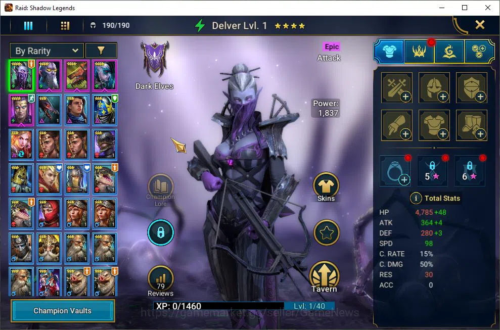 Raid: Shadow Legends Accounts Starter Lv16 601K Power|1 Mythic(Alaz)|21 Legendary(Wukong,Nekhret,Niamhe,S 6