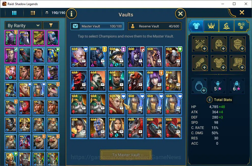 Raid: Shadow Legends Accounts Starter Lv16 601K Power|1 Mythic(Alaz)|21 Legendary(Wukong,Nekhret,Niamhe,S 7