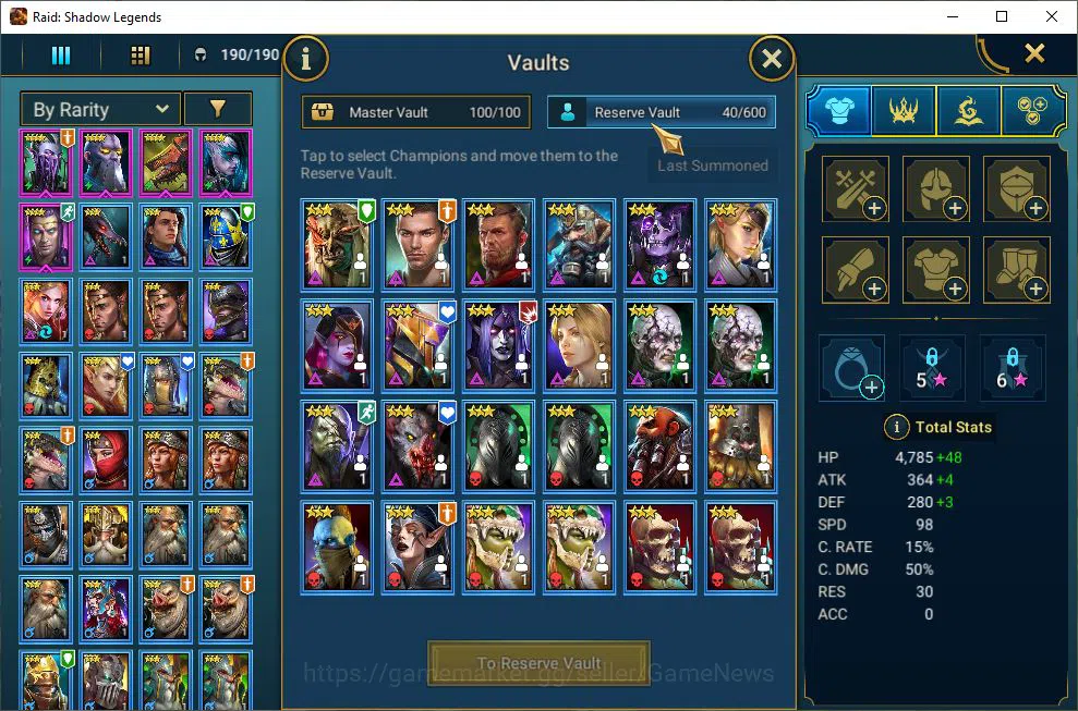 Raid: Shadow Legends Accounts Starter Lv16 601K Power|1 Mythic(Alaz)|21 Legendary(Wukong,Nekhret,Niamhe,S 8