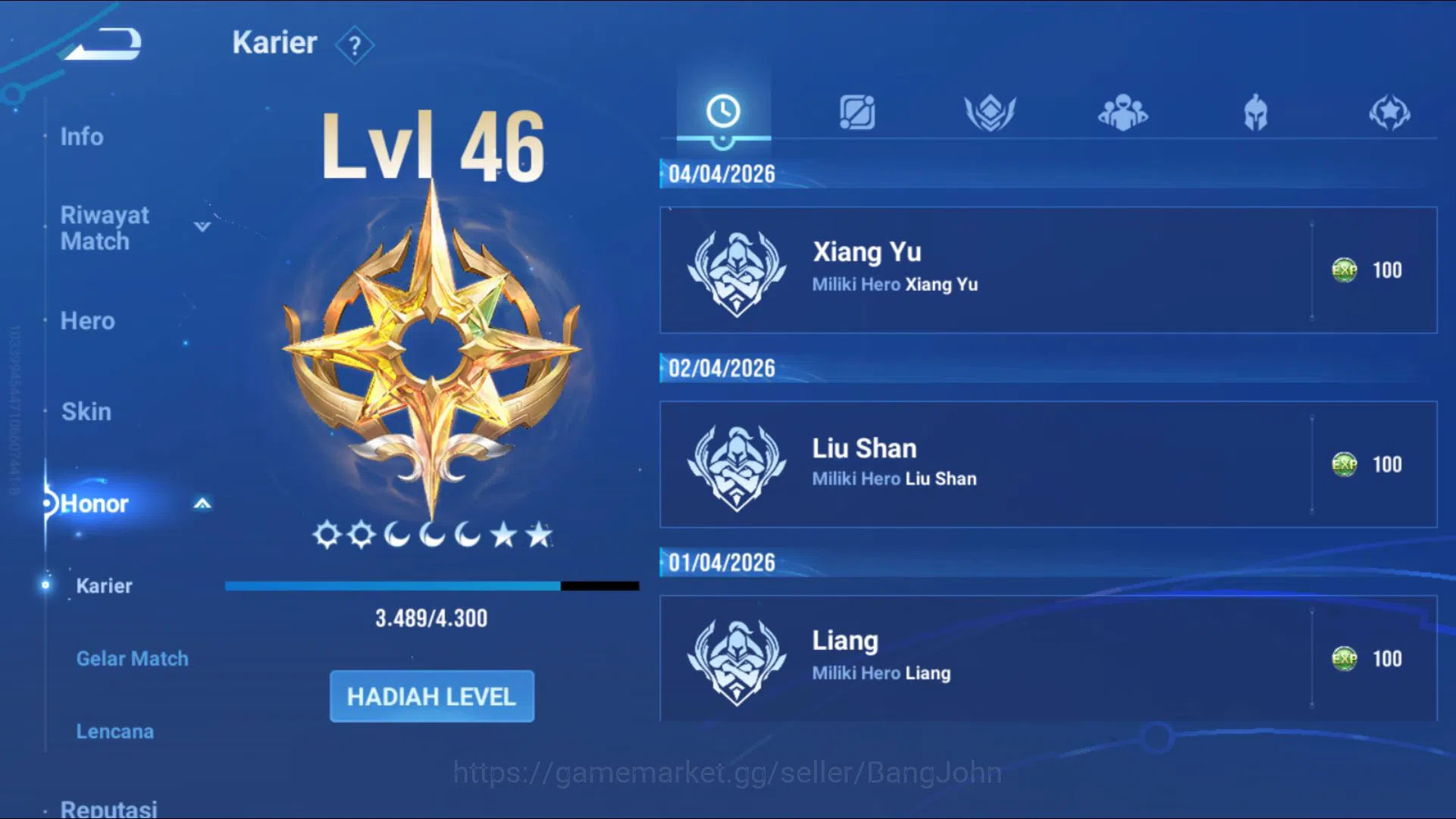 Honor of Kings Accounts [GLOBAL] 109 Heroes & 102 Skins |2 lGD LADY SUN, S image 9
