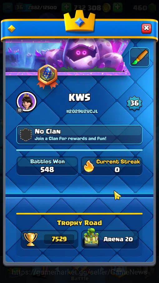Clash Royale Accounts Lv 36|Trophy 7529|KTL 12|Limited Skin|Card 121|3 H image 20