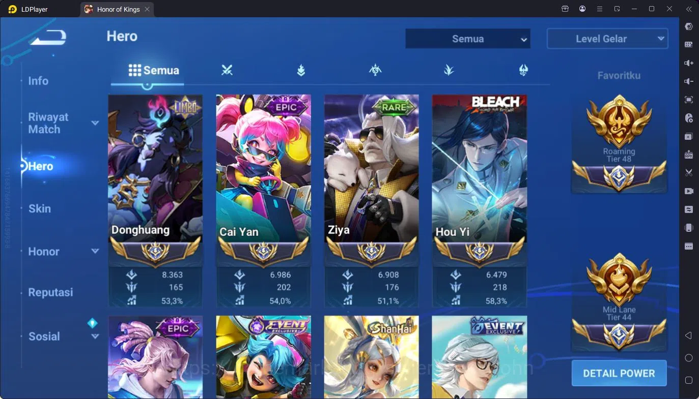 Honor of Kings Accounts Global | 112H 276S | Mythic Lady Sun | 8 LGD | Det image 2