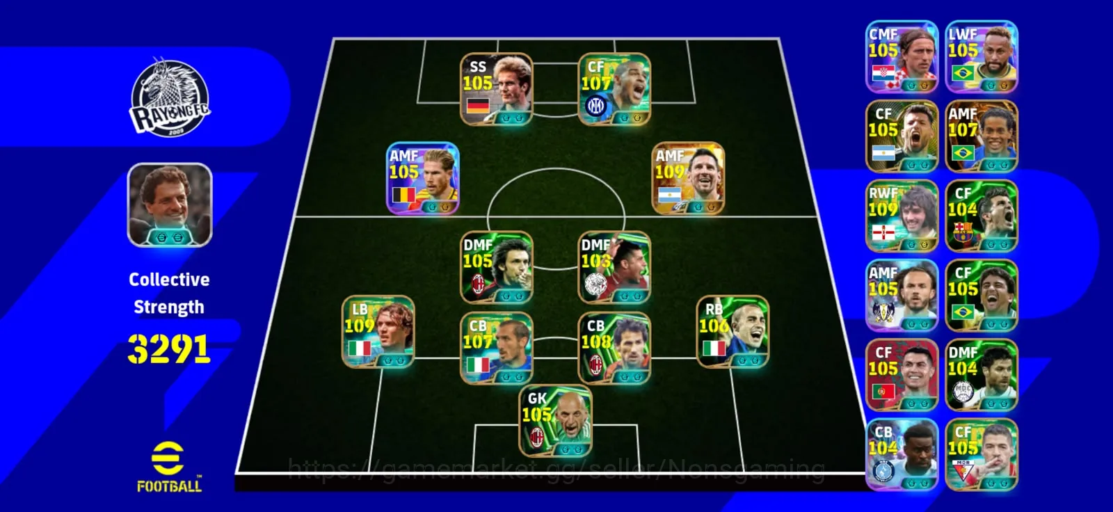 eFootball Accounts High-End New era max 3291 x Messi bigitime x Rummenigge x Adriano x best x Pirlo x Ronaldinho 1