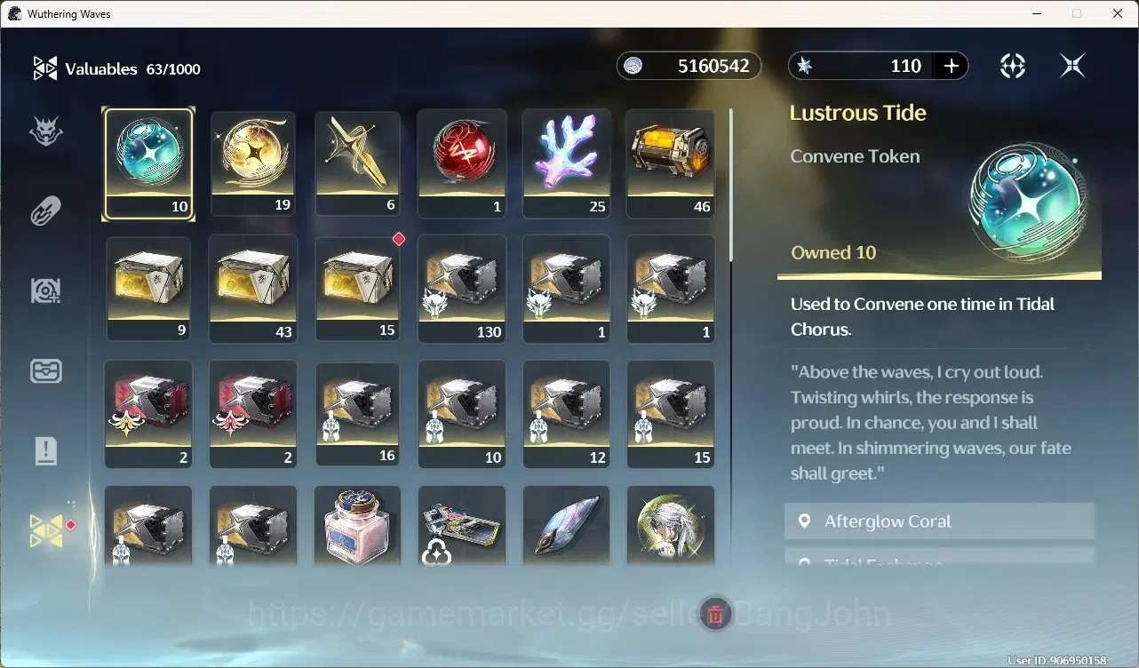 Wuthering Waves Accounts Others SEA|UL 58|Rank 6| 6 Char Limited[Zani,Shorekeeper]+Sign,Yangyang:Xuanling,Etc|Hiyuki WP|Mc 12