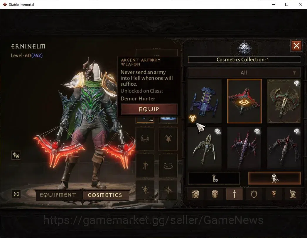 Diablo Immortal Accounts NA - High Heavens|CS ON|Lv60(762)|Demon Hunter|43K image 10