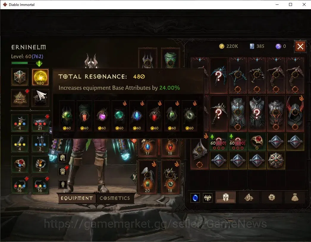 Diablo Immortal Accounts NA - High Heavens|CS ON|Lv60(762)|Demon Hunter|43K image 4