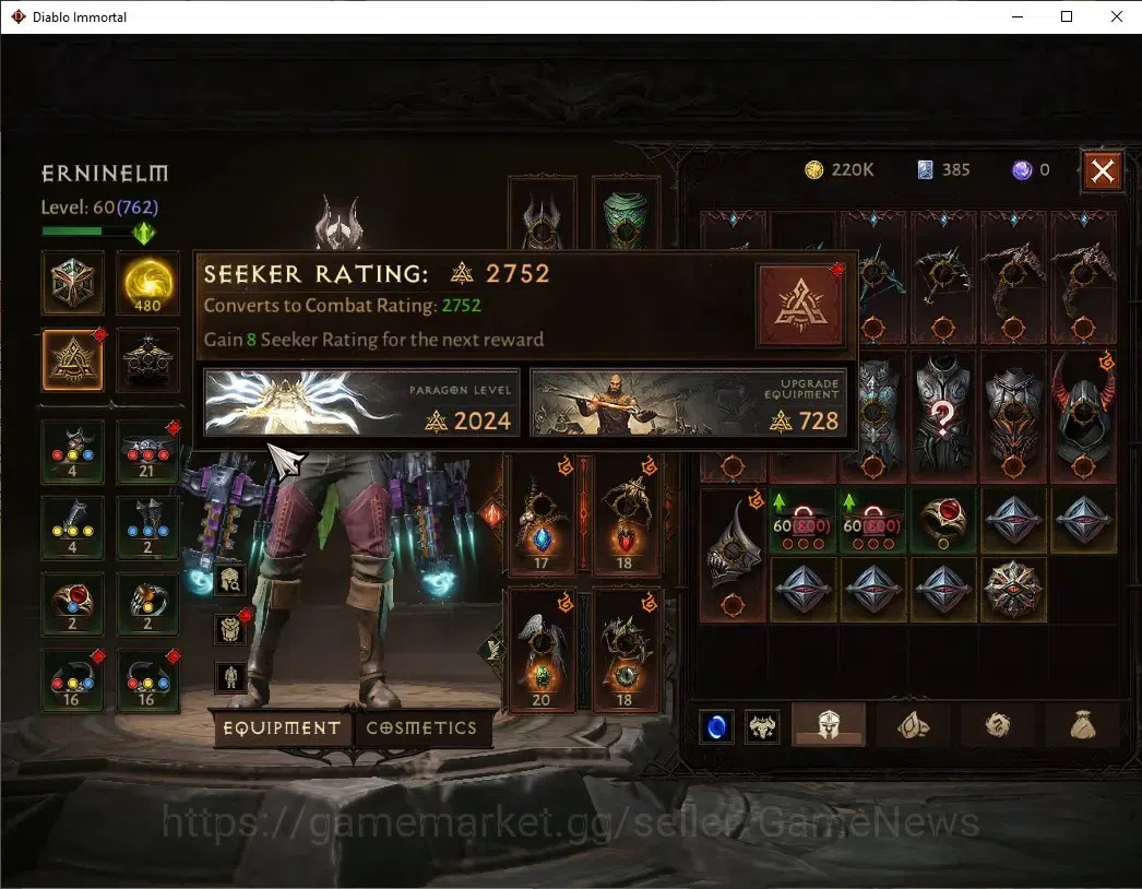 Diablo Immortal Accounts NA - High Heavens|CS ON|Lv60(762)|Demon Hunter|43K image 5