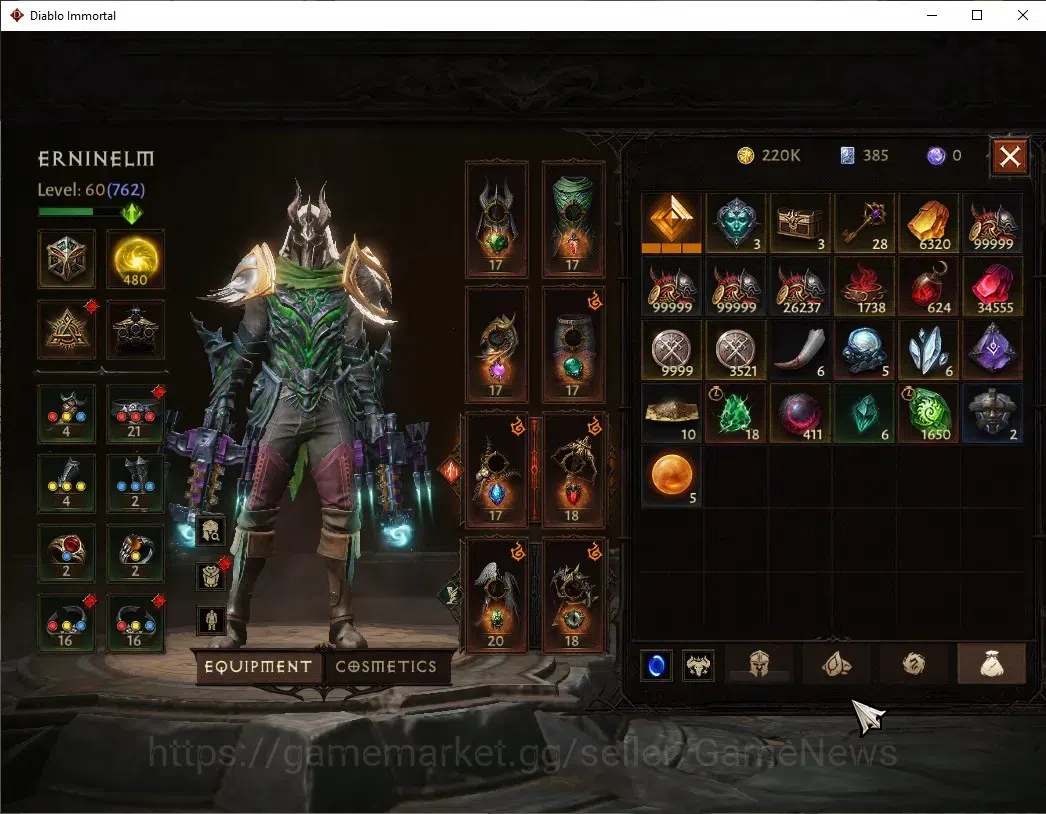 Diablo Immortal Accounts NA - High Heavens|CS ON|Lv60(762)|Demon Hunter|43K image 8