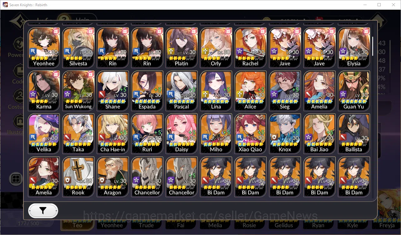 Seven Knights Re:Birth Accounts GLOBAL SEA | 3 Legend Skin x Collab SoLev| 4 Ex-7k image 2
