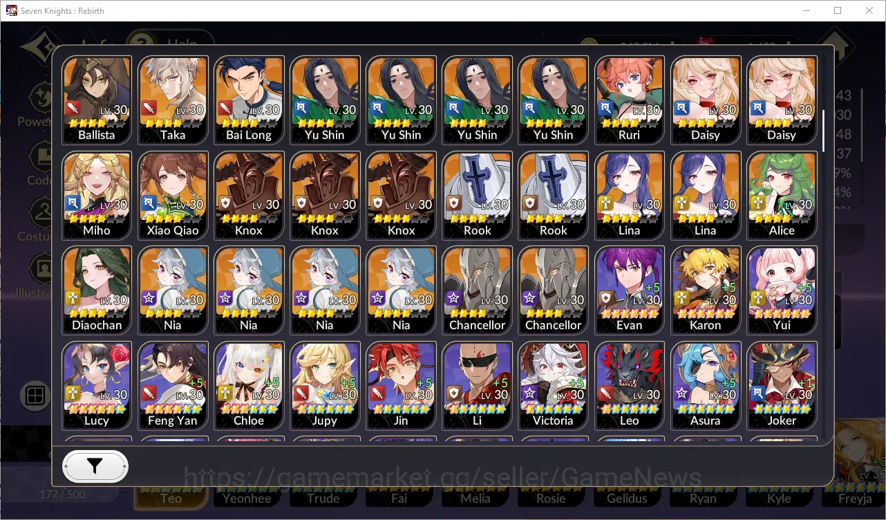 Seven Knights Re:Birth Accounts GLOBAL SEA | 3 Legend Skin x Collab SoLev| 4 Ex-7k image 3