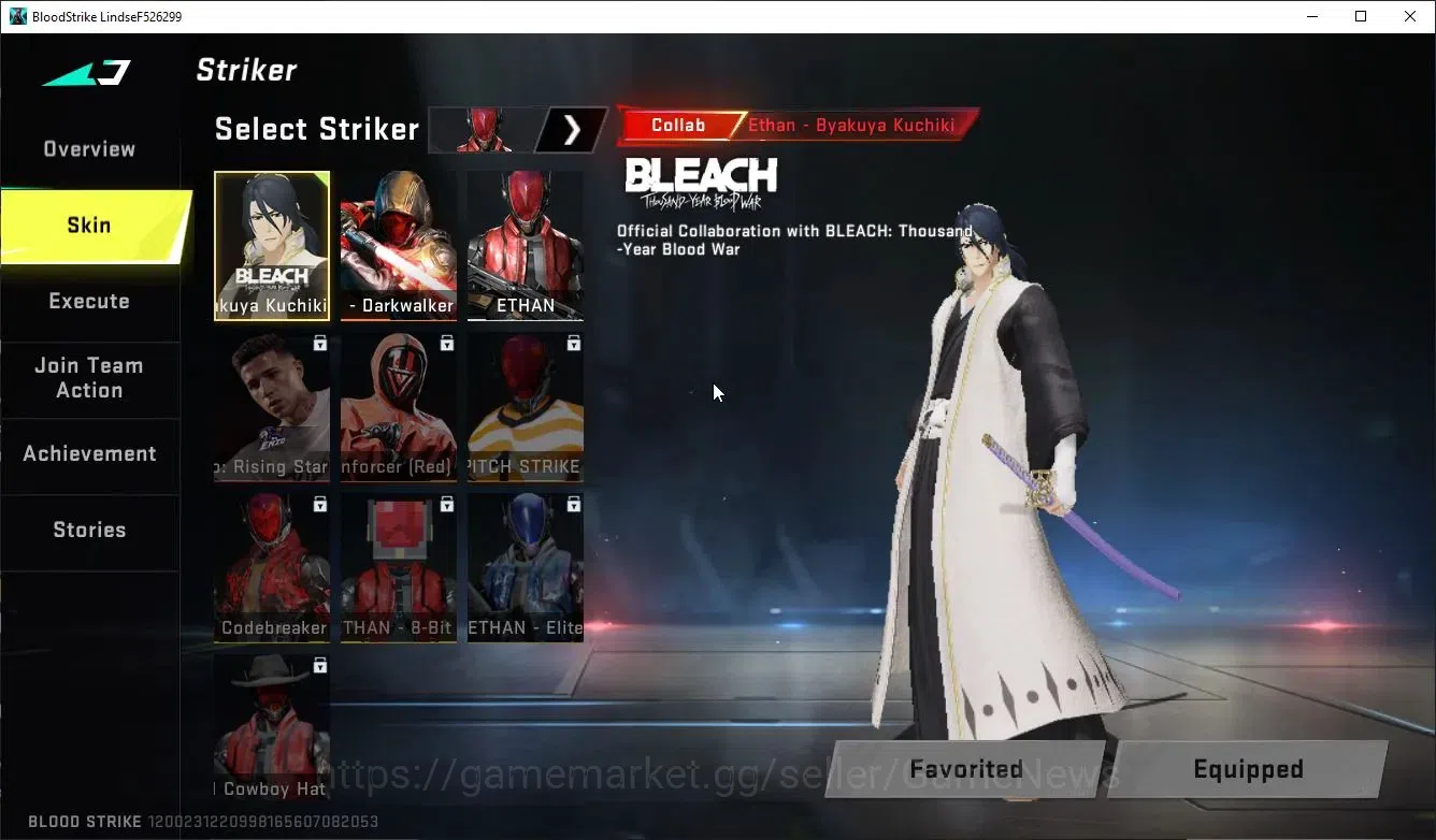 Blood Strike Accounts Collab Skin ASIA| ETERNAL Kala-Whisper Lv2 |Collab BLEACH Ethan-Byakuya | Legendary 4