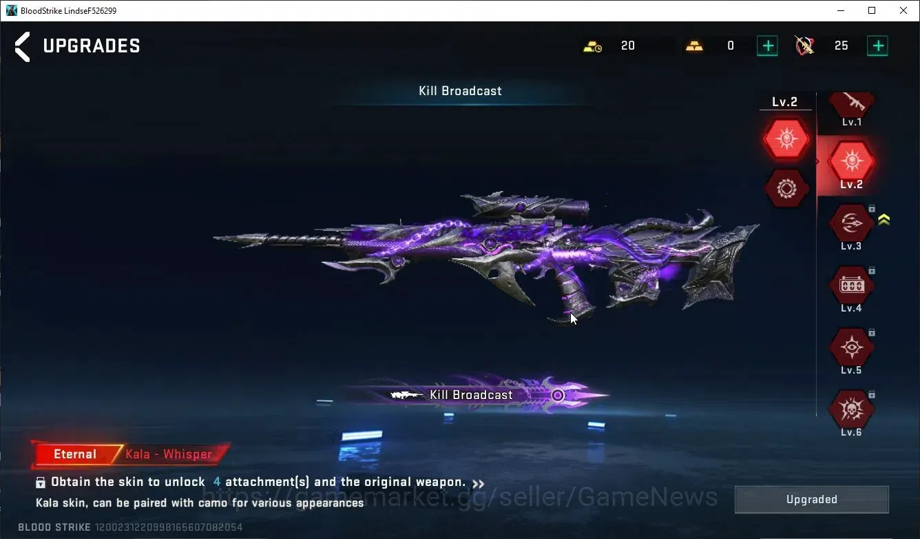 Blood Strike Accounts Collab Skin ASIA| ETERNAL Kala-Whisper Lv2 |Collab BLEACH Ethan-Byakuya | Legendary 7
