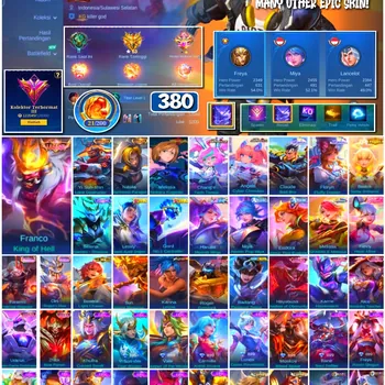 Mobile Legends: Bang Bang Accounts #4315 380 Skins | Franco King of Hell (LEGEND) | Melissa Nobara Kugisaki (JUJUTSU KAISEN