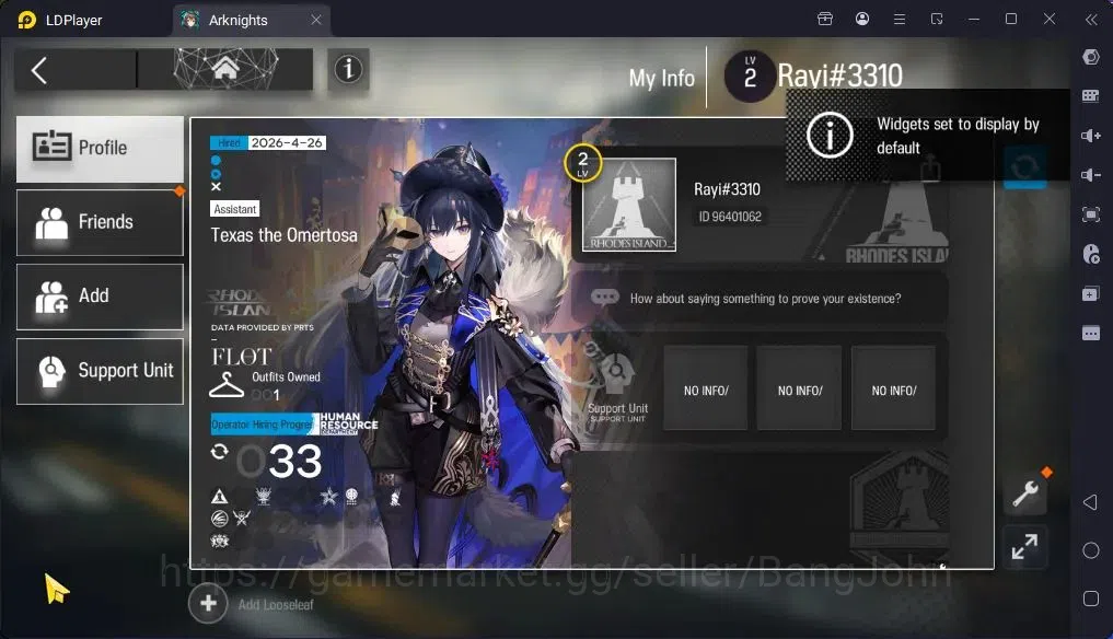 Arknights Accounts Starter Global|LV2 Starter|3x6* Ops|Limited(SilverAsh,Texas the Omertosa)|3x5★Amiya,Arene, Matoimaru|130K 2