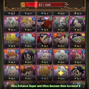 The Seven Deadly Sins: Grand Cross Accounts Others ASIA|3.25M Power|758Diamonds|LR4,9UR|Nemesis 2/6,Gawain3/6,Menor2/6|LE