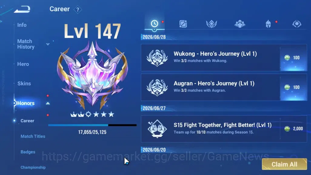 Honor of Kings Accounts Hero 113 Skin 205|6Legend(Allain,Angela,LadySun,La image 7