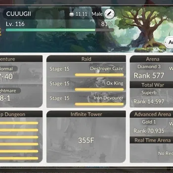 Seven Knights Re:Birth Accounts Global |4 EX7(Gelidus,Melia,Rosie,Juri)|50 TC6(Orkah,Silvesta,Skuld,Rudy,Clemyth)|3K Ruby|1