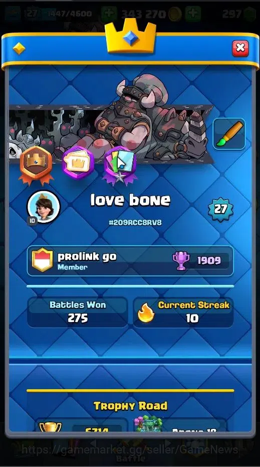 Clash Royale Accounts Lv 27|Trophy 6714|KTL 10|LimitedSkin|Card 105|1Her image 2