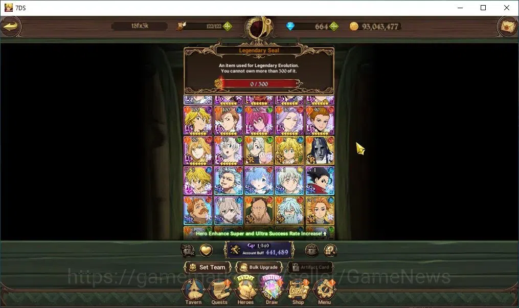 The Seven Deadly Sins: Grand Cross Accounts Global|441K CC|664 DM|1 LR+1 UR,Collab Re:Zero| El image 5