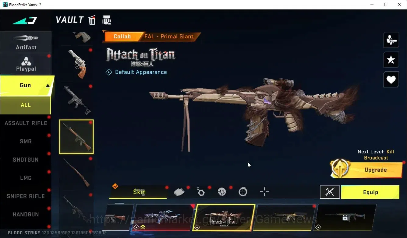 Blood Strike Accounts Collab Skin ASIA|ETERNALDeAgle-Scorpion+ MELEE DualBlades,Collab TR Takemichi,AOT-KAG6,FAL,Anniv 12