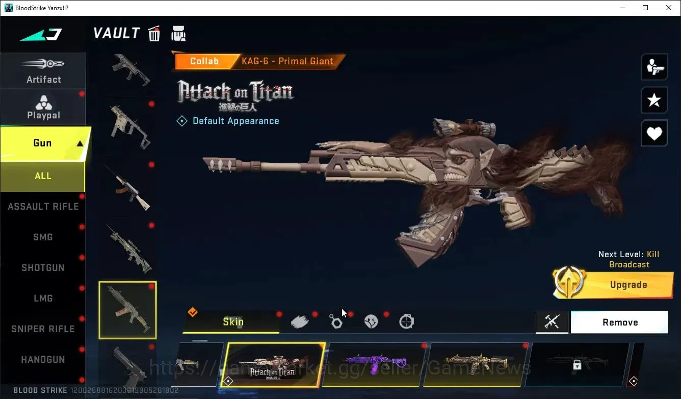 Blood Strike Accounts Collab Skin ASIA|ETERNALDeAgle-Scorpion+ MELEE DualBlades,Collab TR Takemichi,AOT-KAG6,FAL,Anniv 8