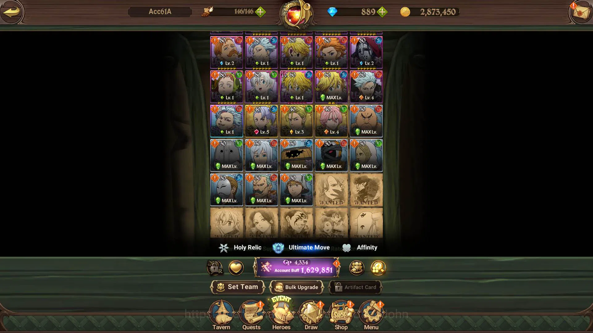The Seven Deadly Sins: Grand Cross Accounts ASIA|1.6M CC|DM 889 + LS 200| UR Demon King Meliod image 7
