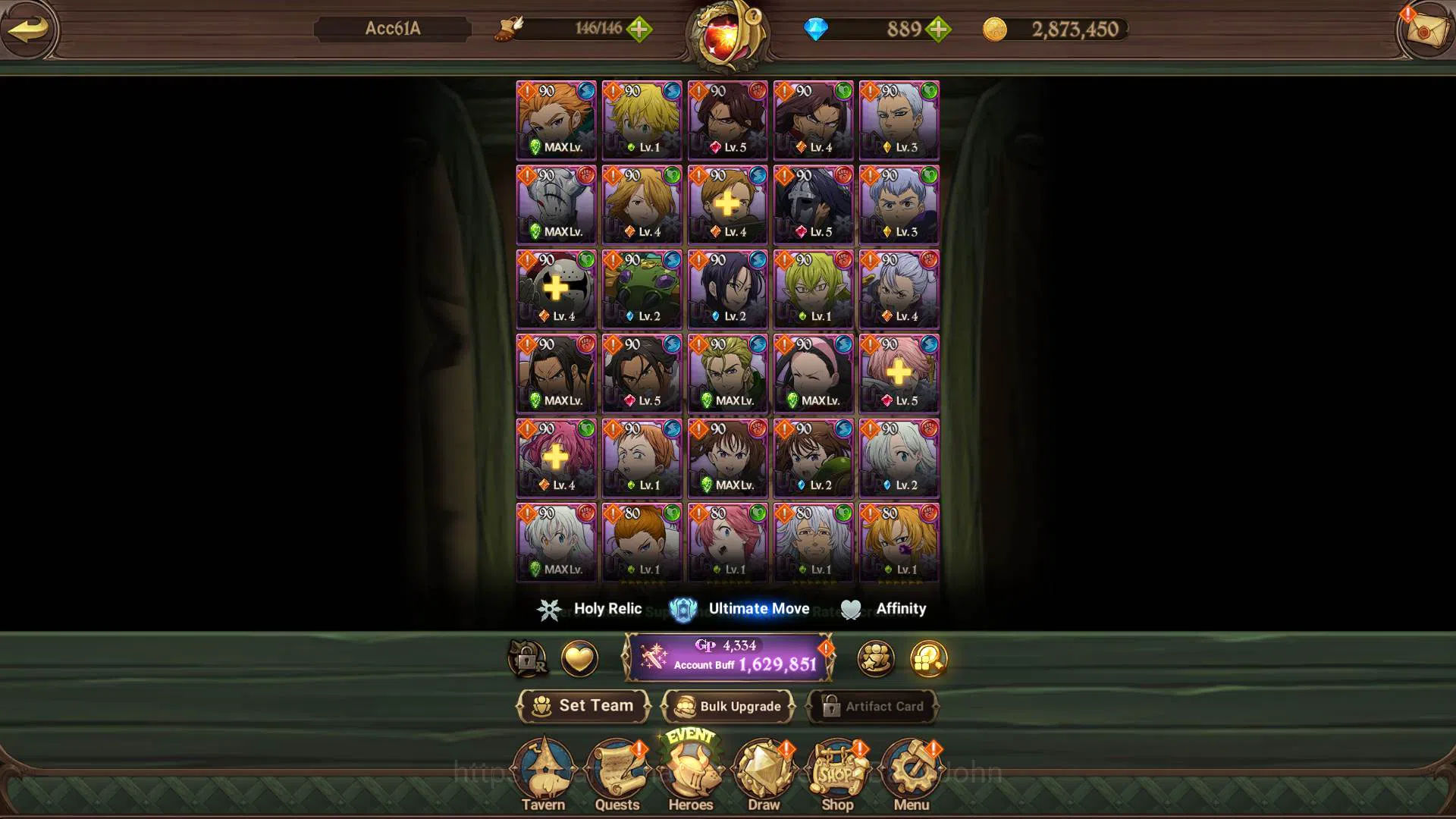 The Seven Deadly Sins: Grand Cross Accounts ASIA|1.6M CC|DM 889 + LS 200| UR Demon King Meliod image 8