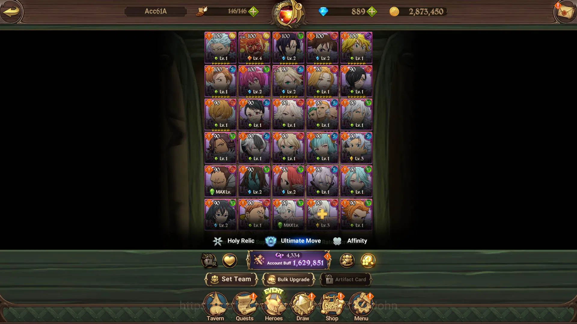 The Seven Deadly Sins: Grand Cross Accounts ASIA|1.6M CC|DM 889 + LS 200| UR Demon King Meliod image 9