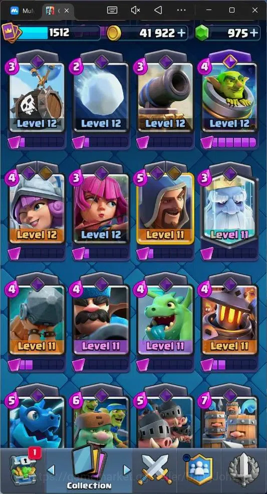 Clash Royale Accounts Global |CL 1512|KTL 15|Trophy 12562|121 Cards|10 M image 11