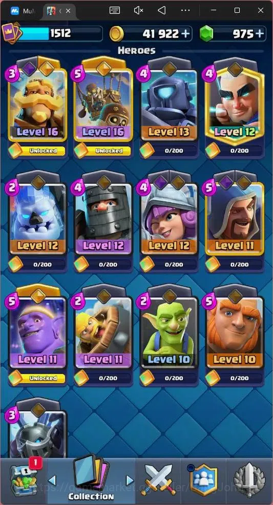 Clash Royale Accounts Global |CL 1512|KTL 15|Trophy 12562|121 Cards|10 M image 13