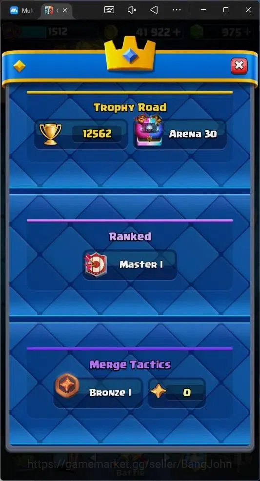 Clash Royale Accounts Global |CL 1512|KTL 15|Trophy 12562|121 Cards|10 M image 4