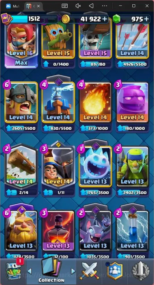Clash Royale Accounts Global |CL 1512|KTL 15|Trophy 12562|121 Cards|10 M image 9