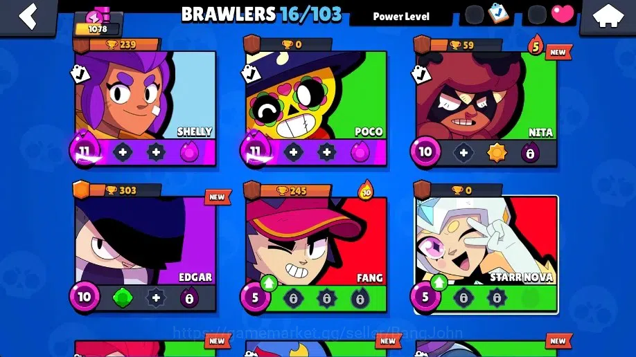 Brawl Stars Accounts Global | 1078 Thropy|16 Brawler|2 Max Lv Hyperchar image 5