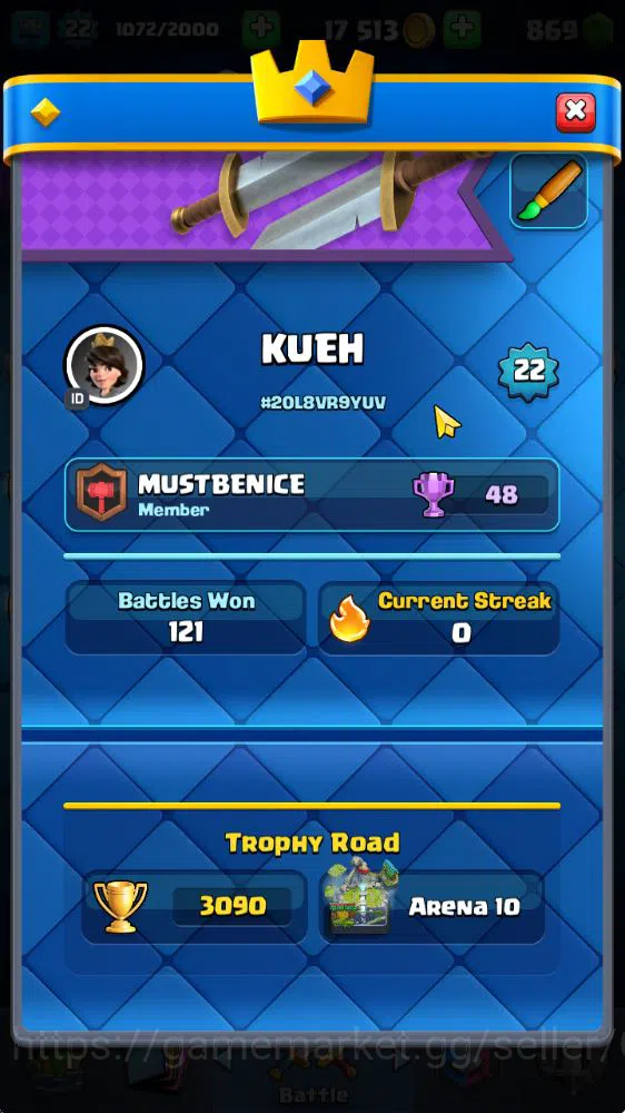 Clash Royale Accounts Starter Lvl 22|Trophy 3090|KTL 9|Fresh Starter|Limited Skin|Card 64| 3 Evo 17 Epic, 24 Rare, 24 2