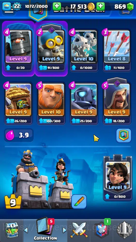 Clash Royale Accounts Starter Lvl 22|Trophy 3090|KTL 9|Fresh Starter|Limited Skin|Card 64| 3 Evo 17 Epic, 24 Rare, 24 4