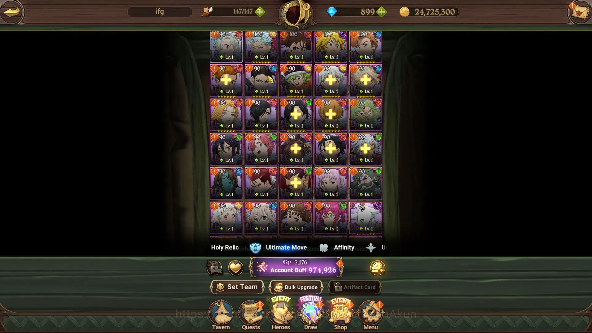 The Seven Deadly Sins: Grand Cross Accounts Global | 974K CC | Starter | CH 4 | 1 LR + 4 UR +  image 2
