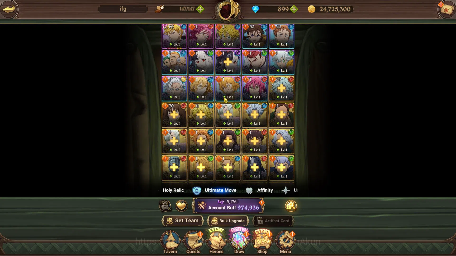 The Seven Deadly Sins: Grand Cross Accounts Global | 974K CC | Starter | CH 4 | 1 LR + 4 UR +  image 3
