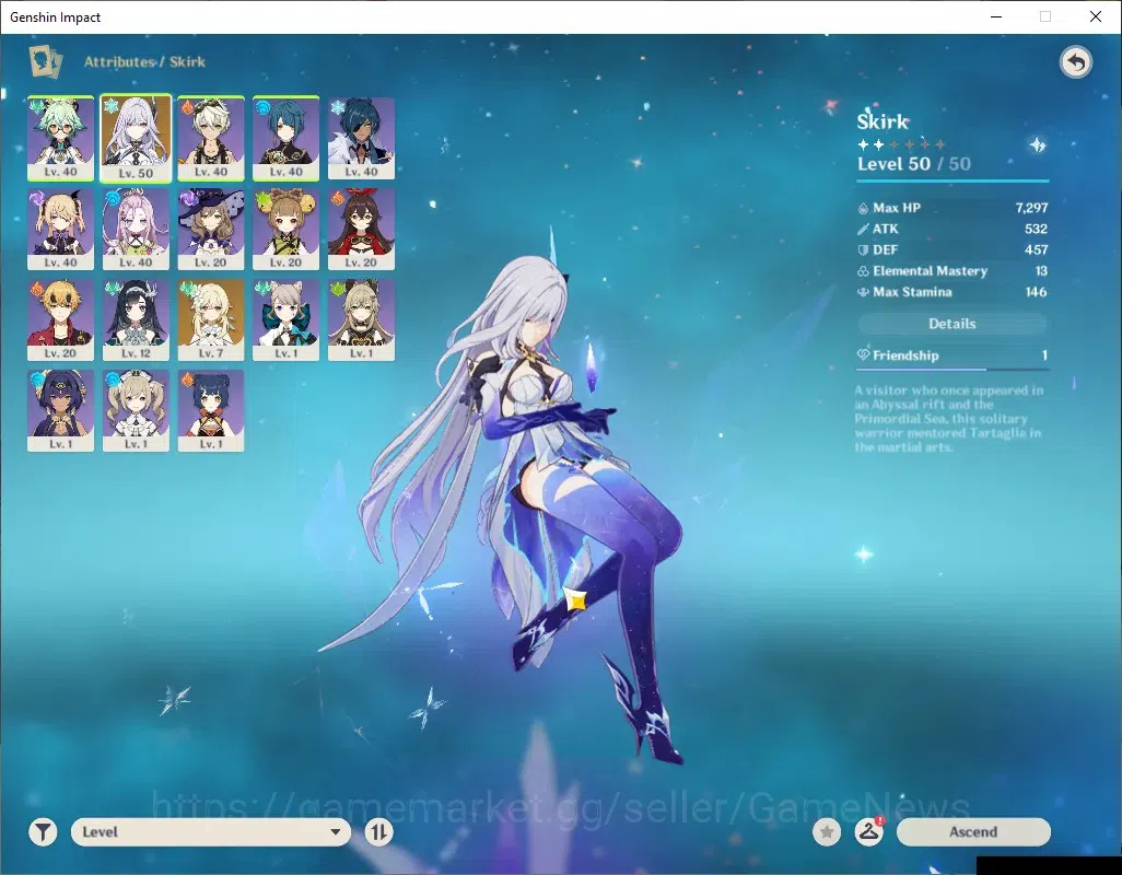 Genshin Impact Accounts ASIA | AR 25 | BD Unset | 1 Limited | Skirk | Low image 3